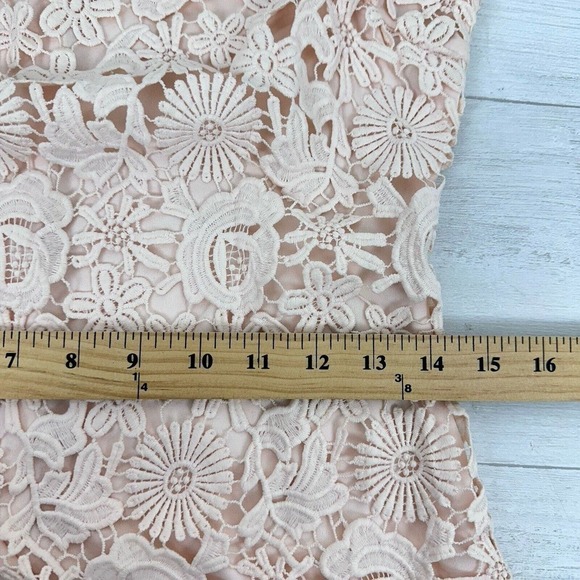 Lulus Cheers to Love Skater Mini Dress Women Medium Halter Neck Lace Blush Pink - Picture 12 of 16